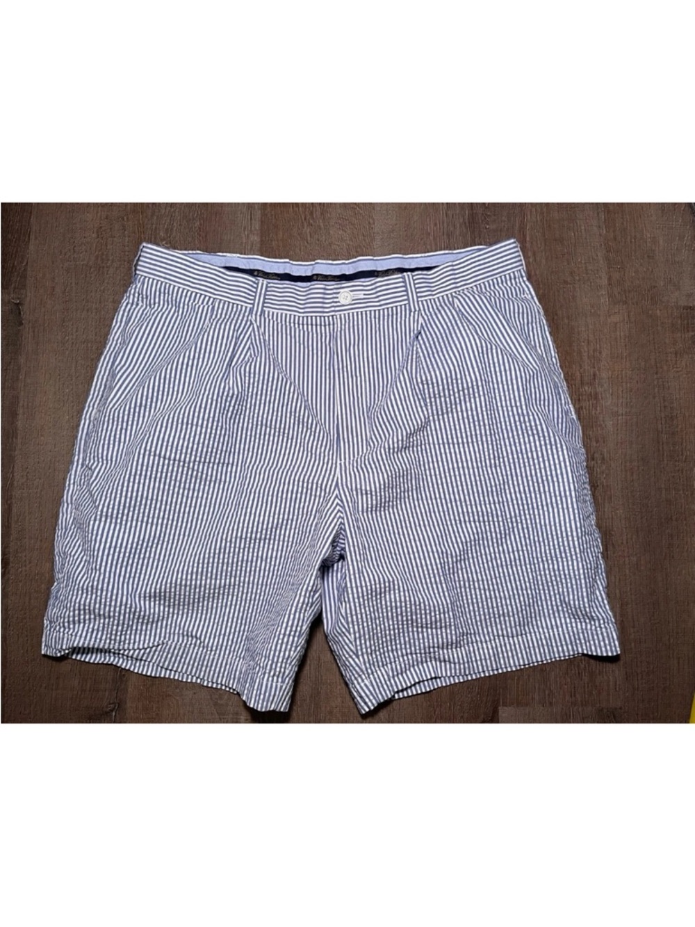 Brooks Brothers Shorts Mens 40 Blue White Striped Seersucker Cotton Preppy Golf